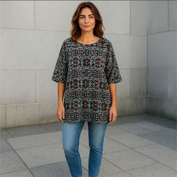 LulaRoe Simply Comfortable Women's Tribal Pattern Hi-Low Tunic - Size M - Picture 2 of 8